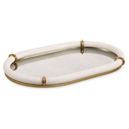 Uttermost Cyprus, 24" Wide Aluminum, Steel, and Glass Tray Brass / White