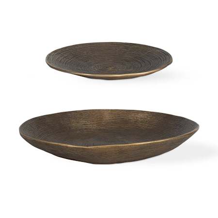Uttermost Stratum 18" Wide Aluminum Decorative Bowls - Set of 2 Antique Brass