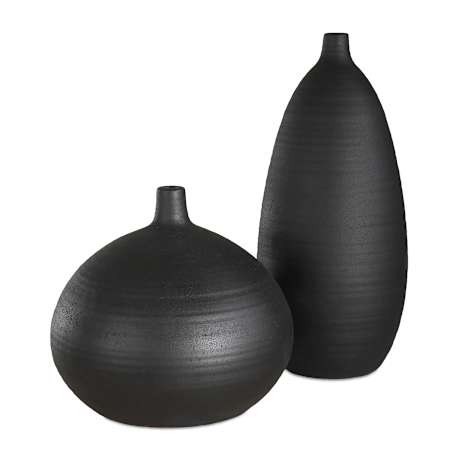 Uttermost Set of (2) Bower Decorative Vases Black