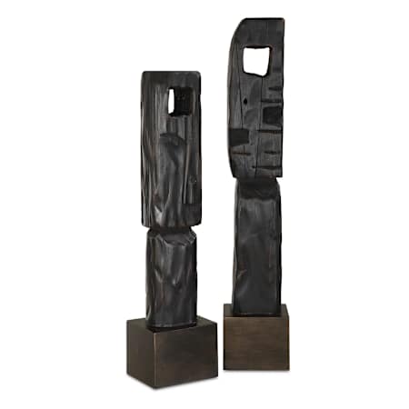 Uttermost Set of (2) Cipher Wooden Sculptures Black