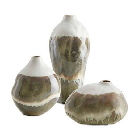 Uttermost Earthflow 14" Tall Earthenware Vases - Set of 3 Earth Tones / Soft Ivory