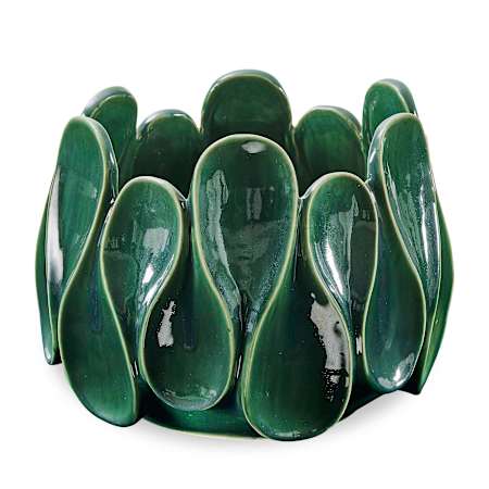 Uttermost Petal Pinch 11" Tall Indoor-Outdoor Bowl Green