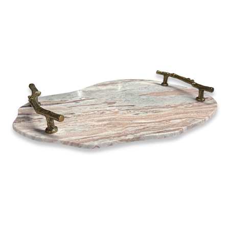 Uttermost Stone And Twig 9" Wide Indoor-Outdoor Tray Gold / Gray / White