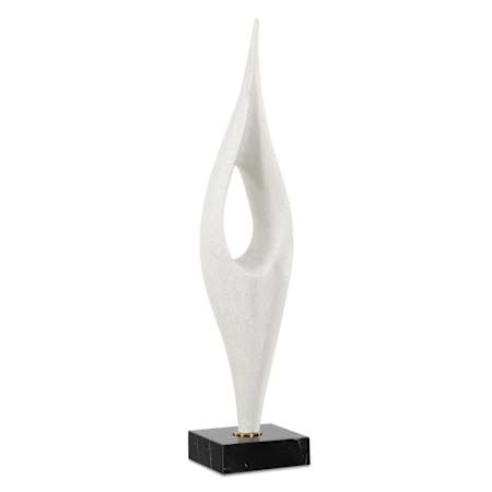 Uttermost 24.25" Tall Fluid Drop White Stone Sculpture Black / White