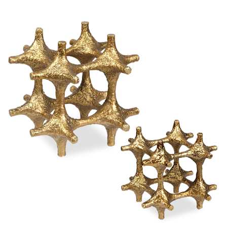 Uttermost 6" Tall Gilded Connection Modern Sculpture - Set of 2 Brass / Gold