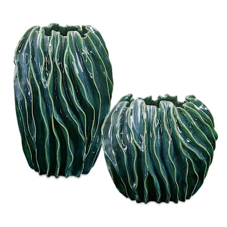 Uttermost Veridian Ridge Indoor-Outdoor Vases - Set of 2 Green