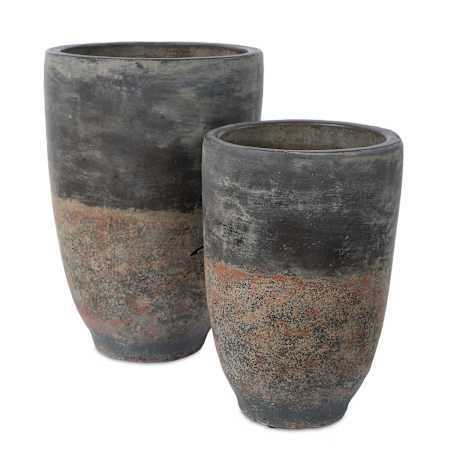 Uttermost Emberwash Planters - Set of 2 Black / Brown