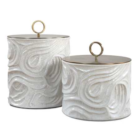 Uttermost Ivory Tide Indoor-Outdoor Canisters - Set of 2 White