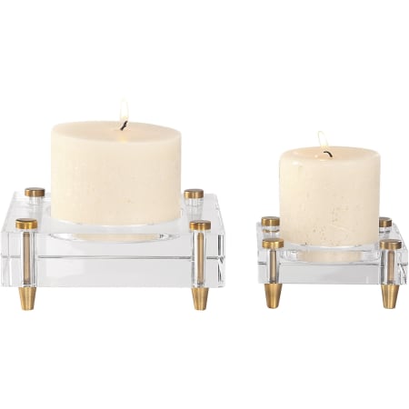 Uttermost Claire Two Piece Crystal and Iron Table Votive Candle Holder Set by David Frisch Gold