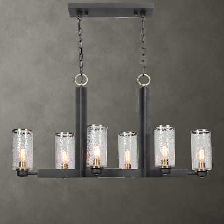 Uttermost Jarsdel 6 Light 45" Wide Linear Chandelier Black / Antique Brass