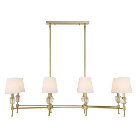 Uttermost Arques 8 Light 48" Wide Crystal Linear Chandelier Natural Brass