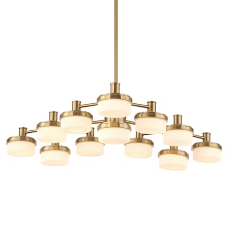 Uttermost Wedge 41" Wide LED Chandelier with Ribbed, Frosted Glass Shades Warm Brass
