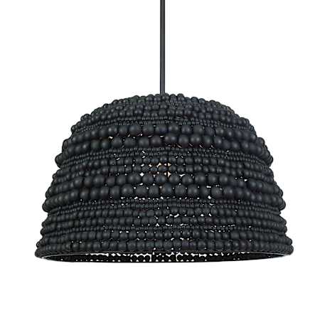 Uttermost Persephone 21" Wide Wood Pendant Matte Black