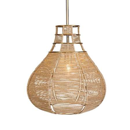Uttermost Hestia 16" Wide Pendant with Natural Rope Shade Antique Brass
