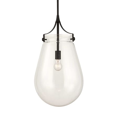 Uttermost Dewdrop 14" Wide Pendant with Clear Glass Shade Matte Black