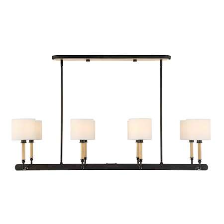 Uttermost Franconia 8 Light 48" Wide Linear Chandelier with Linen Shades Matte Black