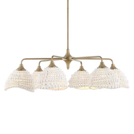 Uttermost Biddeford 6 Light 36" Wide Beaded Chandelier Brushed Matte Gold