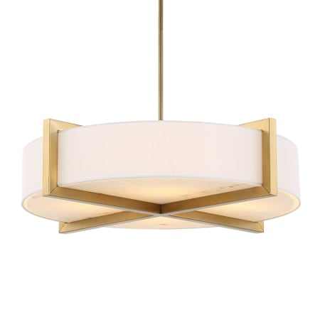 Uttermost Cresson 4 Light 30" Wide Pendant with Linen Shade Matte Brushed Brass