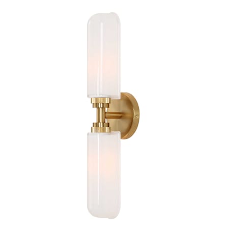 Uttermost Wellsville 2 Light 22" Wide Bath Bar with Opal Glass Shades Warm Brass