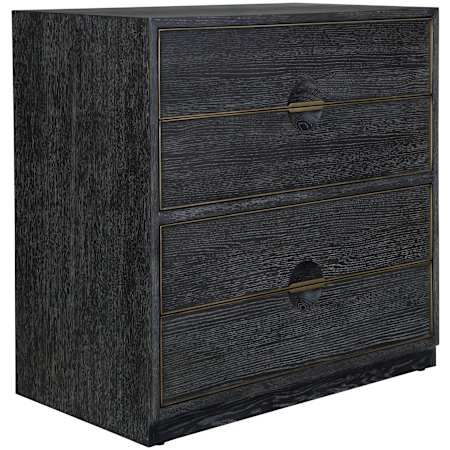 Uttermost Besos 32" Wide 4 Drawer Oak Cabinet Brass / Dark Walnut