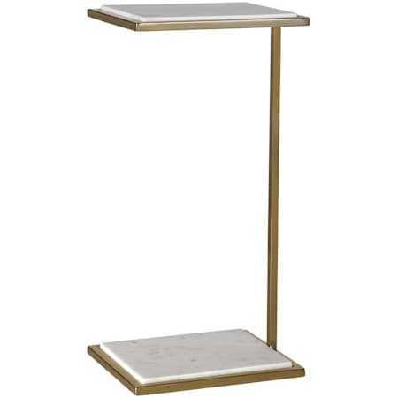 Uttermost Elevate 10" Wide Marble and Steel Accent Table Brushed Brass / White