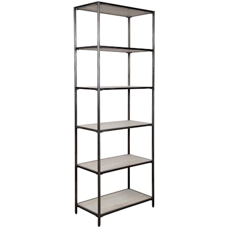 Uttermost Baldwin 31" Wide 6 Shelf Display Shelf Iron / White Wash