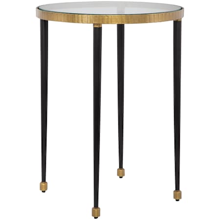 Uttermost Stiletto 17" Diameter Glass and Iron Accent Table Black / Gold / Clear