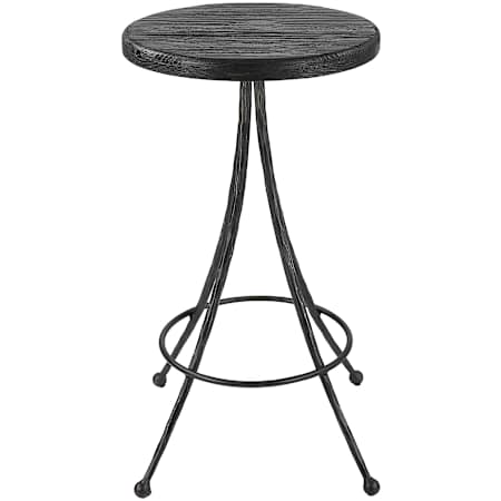 Uttermost Sona 20" Wide Iron and Wood Accent Stool Matte Black