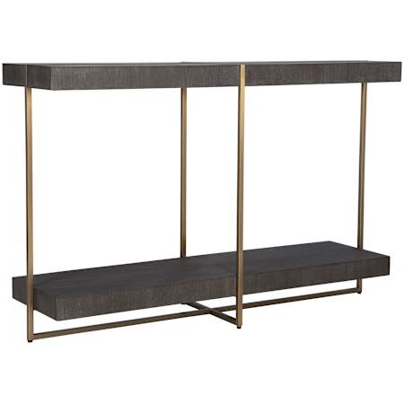 Uttermost Taja 48" Wide MDF and Stainless Steel Table Brushed Brass / Light Gray