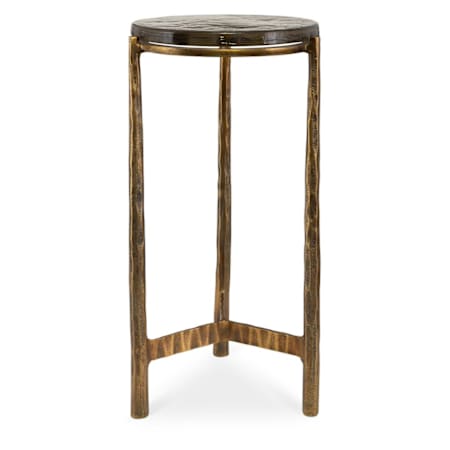 Uttermost Eternity 12" Diameter Aluminum and Glass Accent Table Antique Brass / Clear