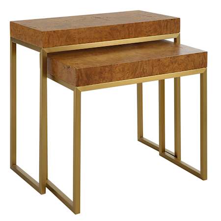 Uttermost Burl-esque 25" Wide Wood and Stainless Steel Accent Table Rich Pecan