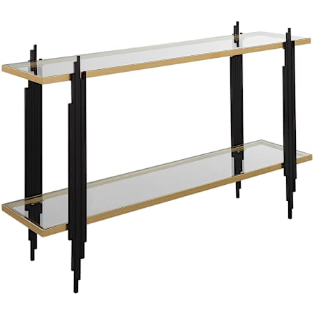 Uttermost Empire 52" Wide Glass and Iron Table Matte Black / Gold