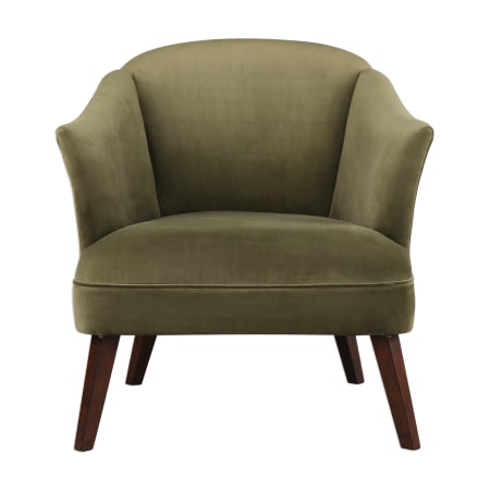 Uttermost Conroy 30 1/2 Inch Wide Wood Frame Accent Chair with Fabric Upholstery by Jim Parsons Olive Velvet