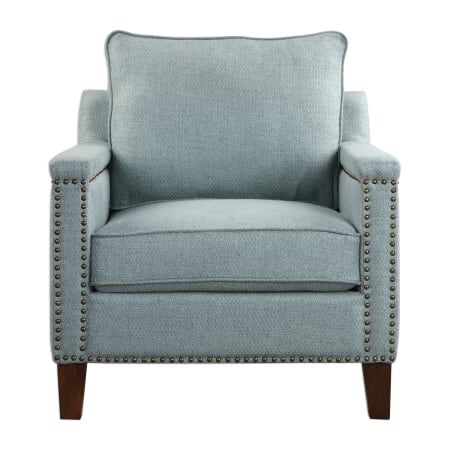 Uttermost Charlotta 31 Inch Wide Wood Frame Accent Chair with Nailhead Trim by Jim Parsons Sea Mist