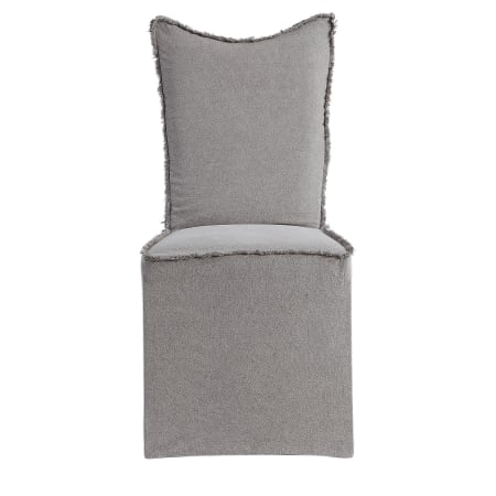 Uttermost Delroy Set of (2) 19" Wide Linen Fringe Seam Slipcover Dining Chairs
 Gray Linen