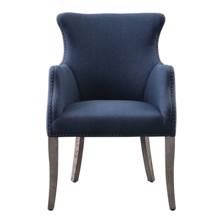 Uttermost Yareena 24-1/2" Wide Wood Framed Linen Wingback Chair Denim Blue