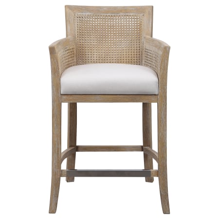 Uttermost Encore 23" Wide Rubberwood Framed Fabric Upholstered Counter Stool Bleached Sandstone
