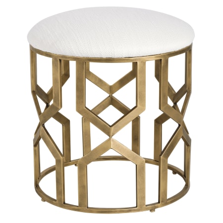 Uttermost Trellis 18" Wide Iron Framed Accent Stool Crisp White / Brass