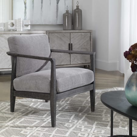 Uttermost Brunei 31" Wide Modern Accent Chair with Solid Oak Frame and Loose Cushions Ebony / Gray