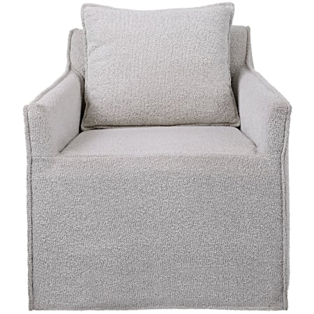 Uttermost Avila 28"W Contemporary Boucle Slipcover Swivel Accent Chair Gray Boucle