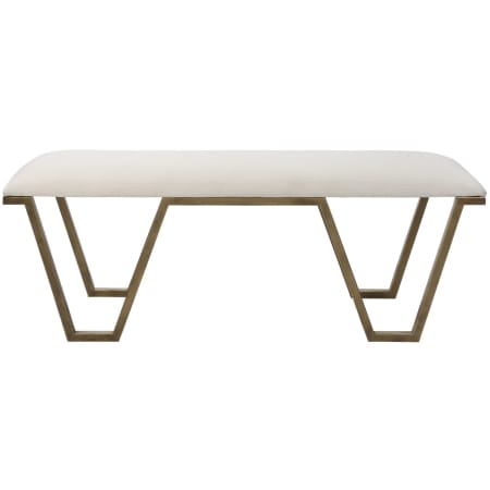 Uttermost Farrah 54"W Modern Industrial Geometric Accent Bench White / Gold