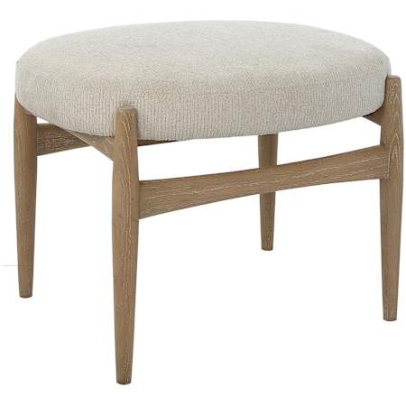 Uttermost Acrobat 25" Wide Hardwood Framed Polyester Bench Natural / White