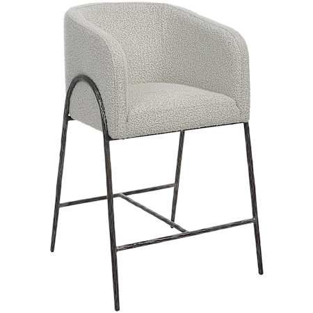 Uttermost Jacobsen 23" Wide Steel and Polyester Bar Stool Aged Black / Gray