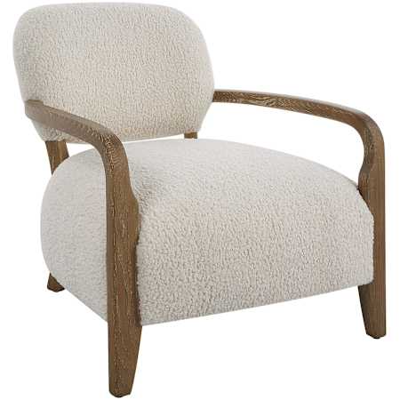 Uttermost Telluride 28" Wide Oak Framed Polyester Accent Chair Oak / White