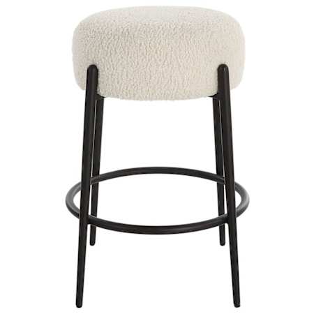 Uttermost Arles 21" Wide Hardwood and Polyester Accent Stool Satin Black / White