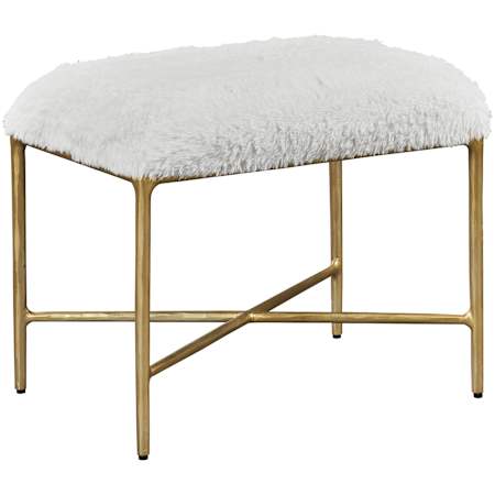 Uttermost Charmed 24" Wide Iron Framed Polyester Bench Gold / White