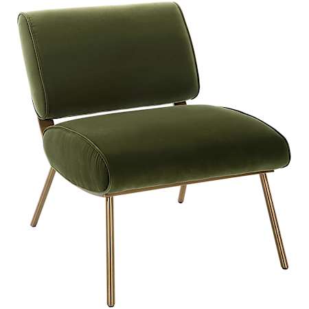 Uttermost Knoll 24" Wide Stainless Steel Framed Polyester Accent Chair Brushed Brass / Olive Green