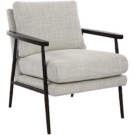 Uttermost Sebastian 26" Wide Iron Framed Polyester and Wool Accent Chair Dark Bronze / Ivory / Beige
