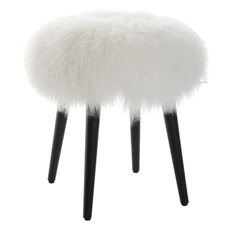 Uttermost Wooly 17" Wide Sheepskin Accent Stool White / Matte Black