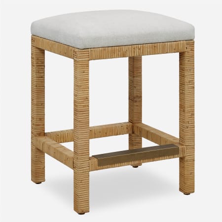 Uttermost Muriel 18" Wide Rattan Framed Polyester Counter Stool Off-White